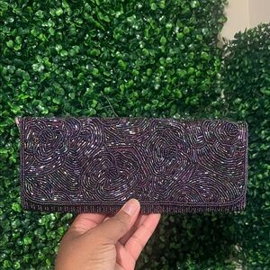 Elegant Black Beaded Clutch